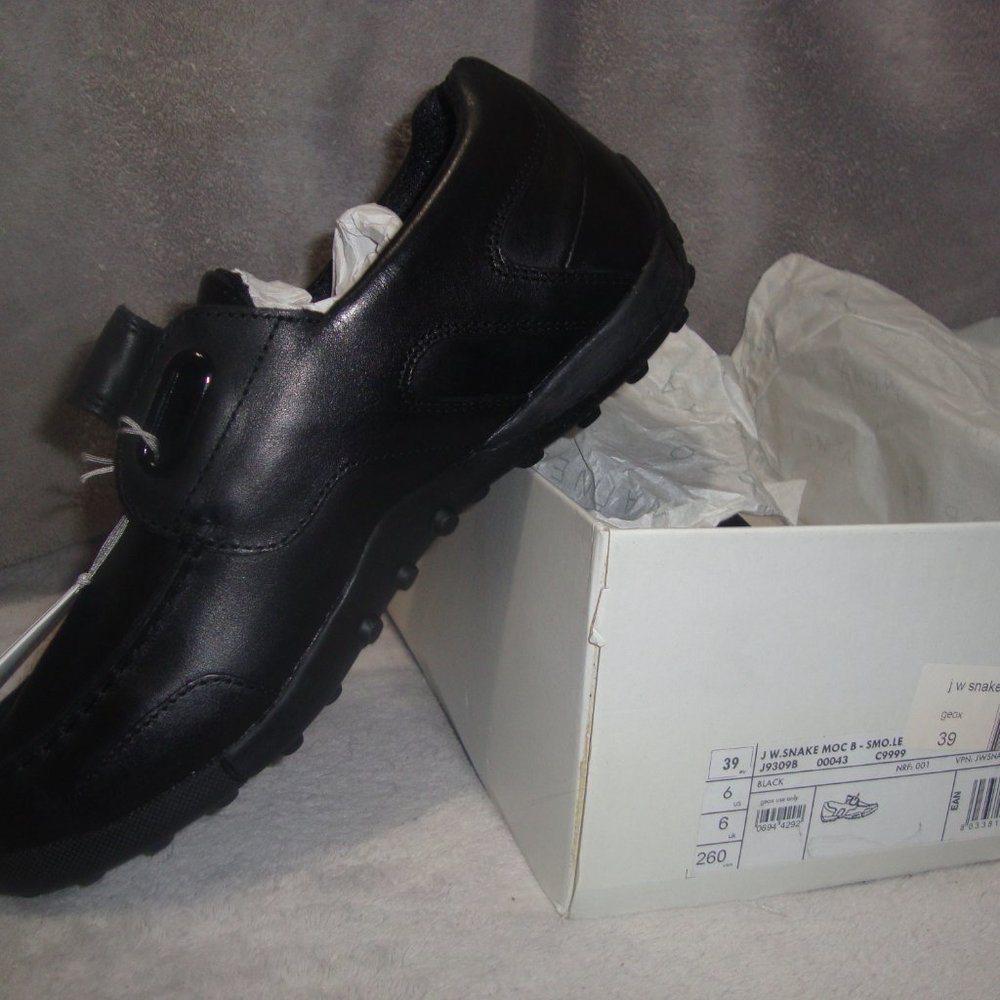 Men's/boys/unisex Geox Respira Italian black leather J.W. Snake moc NIB size 39 - Picture 5 of 6